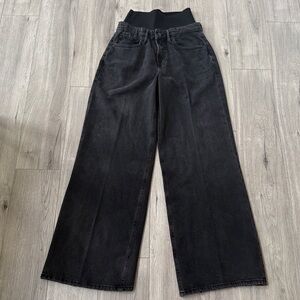 Good American Black Wide Leg Relaxed Maternity Jeans